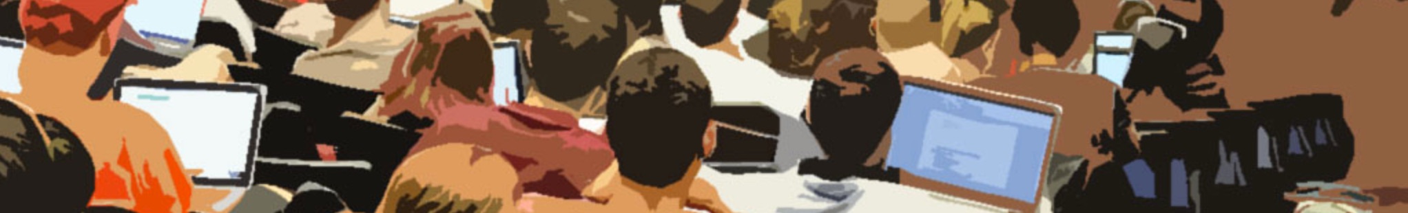 graphic of students in a lecture hall