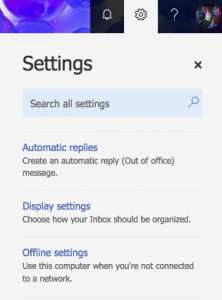 settings in Outlook