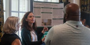 instructor presenting during Teaching with AI showcase